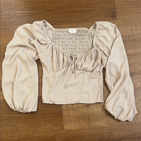 Sienna Sky Tops - Sienna Sky Beige Smocked Blouse